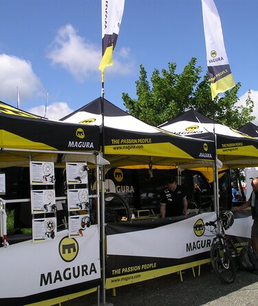 Magura's 3x3 m promotion tents are fully printed and all stand side by side. 